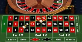 What is a corner bet in roulette?