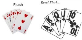 What is the difference in flush and royal flush in video poker?